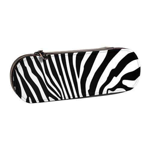 LfearTesa Hartschalen-Federmäppchen, Schreibwaren-Organizer, Leder, Federmäppchen und Make-up-Tasche, Zebra-Streifen-Hintergrund von LfearTesa