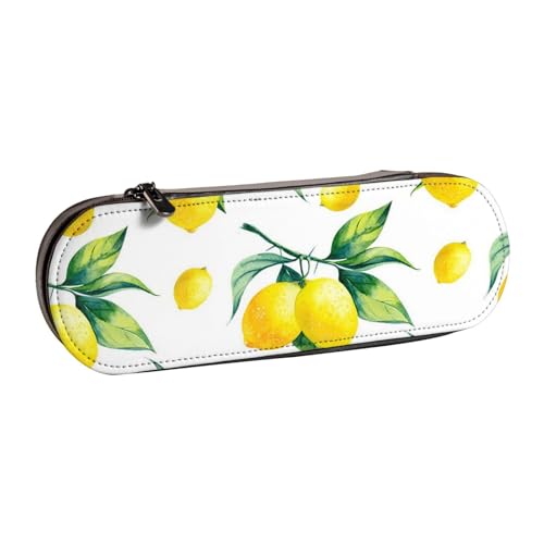 LfearTesa Hartschalen-Federmäppchen, Schreibwaren-Organizer, Leder, Federmäppchen und Make-up-Tasche, Zitrone von LfearTesa