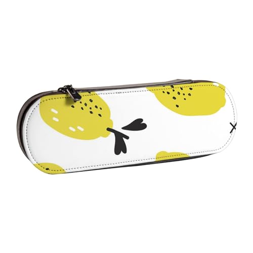 LfearTesa Hartschalen-Federmäppchen, Schreibwaren-Organizer, Leder, Federmäppchen und Make-up-Tasche, Zitrone von LfearTesa