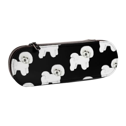 LfearTesa Hartschalen-Federmäppchen, Schreibwaren-Organizer, Leder, Federmäppchen und Make-up-Tasche, Zwergpudel von LfearTesa