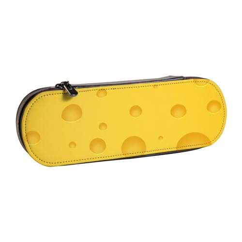LfearTesa Hartschalen-Federmäppchen, Schreibwaren-Organizer, Leder, Federmäppchen und Make-up-Tasche, gelber Käse von LfearTesa