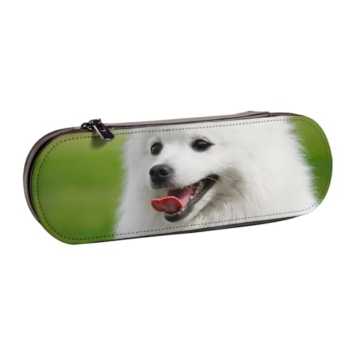 LfearTesa Hartschalen-Federmäppchen, Schreibwaren-Organizer, Leder, Federmäppchen und Make-up-Tasche, japanischer Spitz von LfearTesa