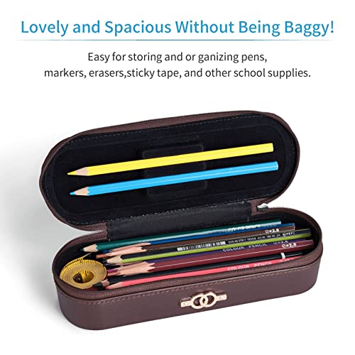 LfearTesa Hartschalen-Federmäppchen, Schreibwaren-Organizer, Leder, Federmäppchen und Make-up-Tasche, süße Eule von LfearTesa