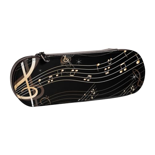LfearTesa Hartschalen-Federmäppchen, Schreibwaren-Organizer, Leder-Federmäppchen und Kosmetiktasche, Musiknoten, Musikpartitur, Schwarze Notenblätter von LfearTesa