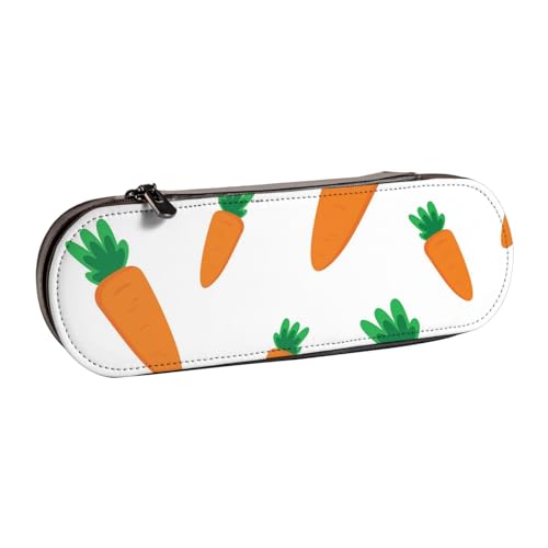 LfearTesa Hartschalen-Federmäppchen, Schreibwaren-Organizer, Leder-Federmäppchen und Make-up-Tasche, Aquarell-Karottenmuster von LfearTesa