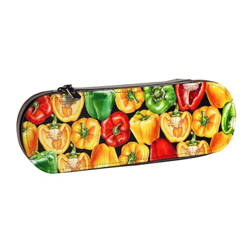 LfearTesa Hartschalen-Federmäppchen, Schreibwaren-Organizer, Leder-Federmäppchen und Make-up-Tasche, Aquarell-Paprika von LfearTesa