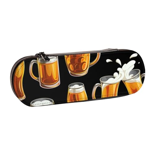 LfearTesa Hartschalen-Federmäppchen, Schreibwaren-Organizer, Leder-Federmäppchen und Make-up-Tasche, Bierglas von LfearTesa