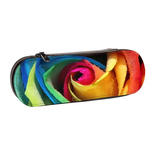 LfearTesa Hartschalen-Federmäppchen, Schreibwaren-Organizer, Leder-Federmäppchen und Make-up-Tasche, Bunte Rosen von LfearTesa