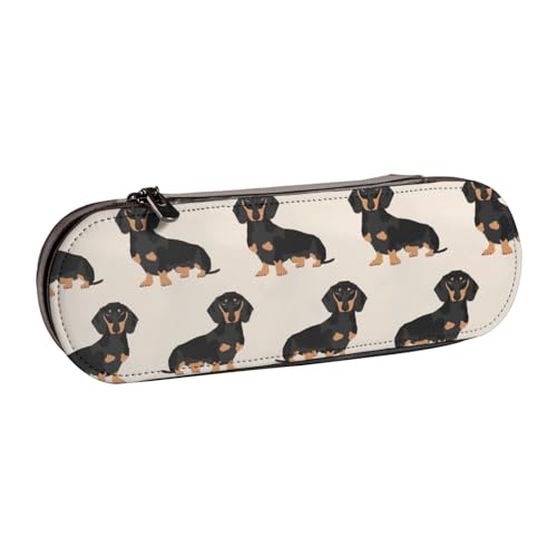 LfearTesa Hartschalen-Federmäppchen, Schreibwaren-Organizer, Leder-Federmäppchen und Make-up-Tasche, Dackel von LfearTesa