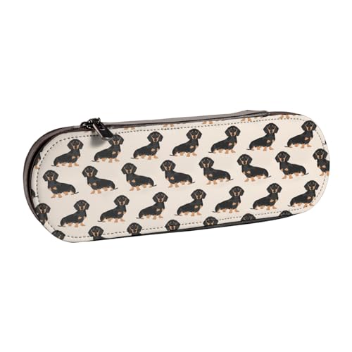 LfearTesa Hartschalen-Federmäppchen, Schreibwaren-Organizer, Leder-Federmäppchen und Make-up-Tasche, Dackel von LfearTesa