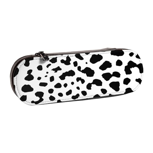 LfearTesa Hartschalen-Federmäppchen, Schreibwaren-Organizer, Leder-Federmäppchen und Make-up-Tasche, Dalmatiner-Hundedruck, schwarzer Punkt von LfearTesa