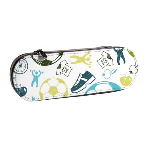 LfearTesa Hartschalen-Federmäppchen, Schreibwaren-Organizer, Leder-Federmäppchen und Make-up-Tasche, Fußball-Design von LfearTesa