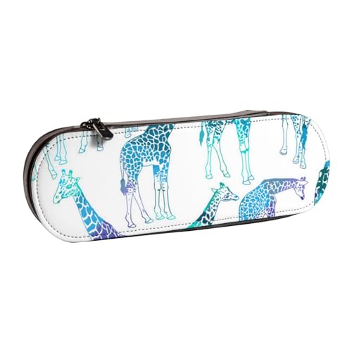 LfearTesa Hartschalen-Federmäppchen, Schreibwaren-Organizer, Leder-Federmäppchen und Make-up-Tasche, Giraffendruck von LfearTesa
