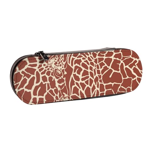 LfearTesa Hartschalen-Federmäppchen, Schreibwaren-Organizer, Leder-Federmäppchen und Make-up-Tasche, Giraffenhaut-Druck von LfearTesa