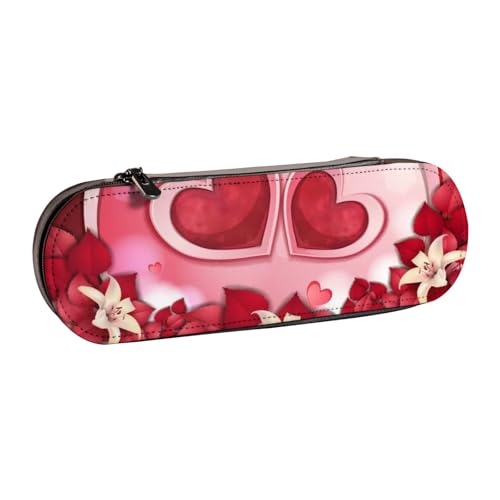 LfearTesa Hartschalen-Federmäppchen, Schreibwaren-Organizer, Leder-Federmäppchen und Make-up-Tasche, Happy Valentine's Day von LfearTesa