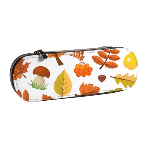 LfearTesa Hartschalen-Federmäppchen, Schreibwaren-Organizer, Leder-Federmäppchen und Make-up-Tasche, Herbst-Ahornblätter von LfearTesa