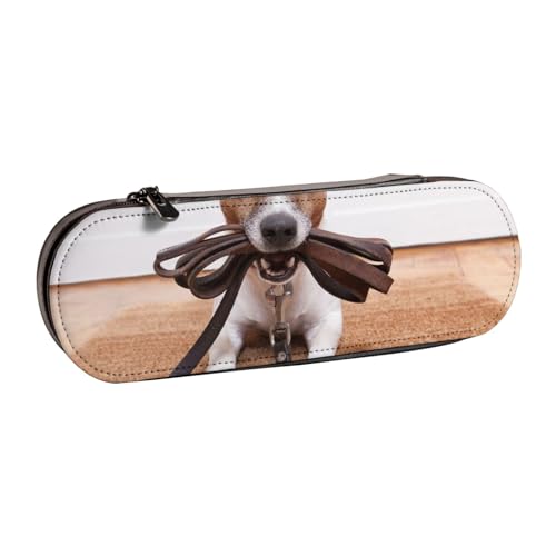 LfearTesa Hartschalen-Federmäppchen, Schreibwaren-Organizer, Leder-Federmäppchen und Make-up-Tasche, Hunde, Jack Russell Terrier, Tiere von LfearTesa