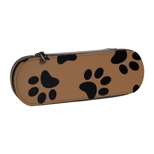 LfearTesa Hartschalen-Federmäppchen, Schreibwaren-Organizer, Leder-Federmäppchen und Make-up-Tasche, Hundepfotenmuster von LfearTesa