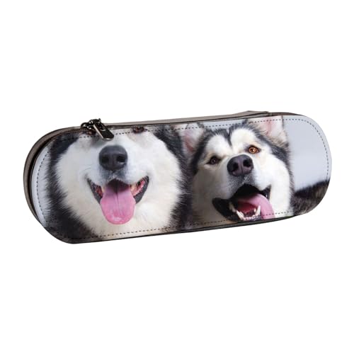 LfearTesa Hartschalen-Federmäppchen, Schreibwaren-Organizer, Leder-Federmäppchen und Make-up-Tasche, Hundewelpen-Aufdruck von LfearTesa