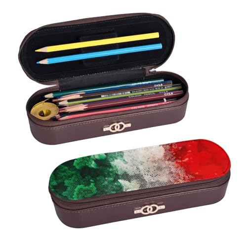 LfearTesa Hartschalen-Federmäppchen, Schreibwaren-Organizer, Leder-Federmäppchen und Make-up-Tasche, Italien-Flagge von LfearTesa