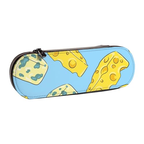 LfearTesa Hartschalen-Federmäppchen, Schreibwaren-Organizer, Leder-Federmäppchen und Make-up-Tasche, Käse und Blauschimmelkäse von LfearTesa