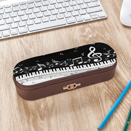 LfearTesa Hartschalen-Federmäppchen, Schreibwaren-Organizer, Leder-Federmäppchen und Make-up-Tasche, Klaviertasten mit Musik von LfearTesa