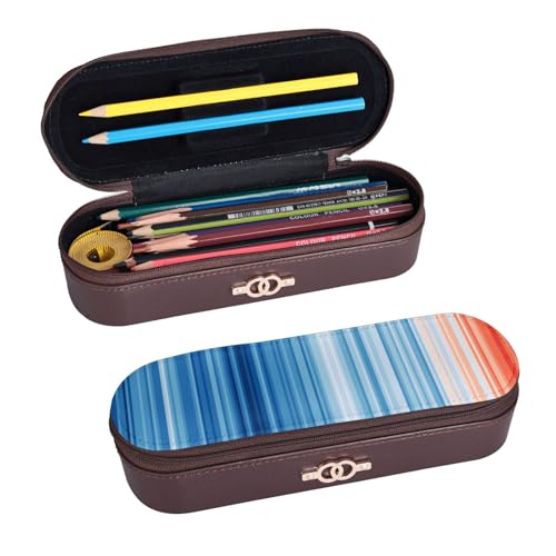 LfearTesa Hartschalen-Federmäppchen, Schreibwaren-Organizer, Leder-Federmäppchen und Make-up-Tasche, Klimastreifen von LfearTesa