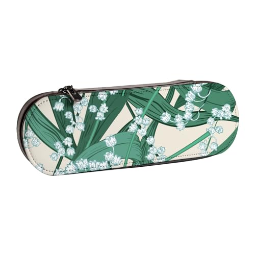 LfearTesa Hartschalen-Federmäppchen, Schreibwaren-Organizer, Leder-Federmäppchen und Make-up-Tasche, Maiglöckchen von LfearTesa