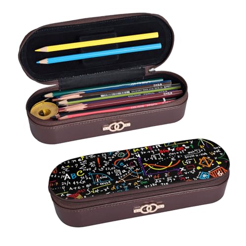 LfearTesa Hartschalen-Federmäppchen, Schreibwaren-Organizer, Leder-Federmäppchen und Make-up-Tasche, Mathe-Formel von LfearTesa