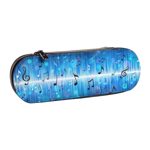 LfearTesa Hartschalen-Federmäppchen, Schreibwaren-Organizer, Leder-Federmäppchen und Make-up-Tasche, Musiknoten mit Notenschlüssel von LfearTesa