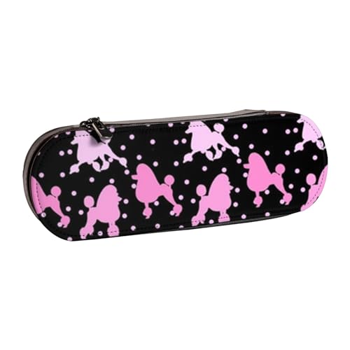 LfearTesa Hartschalen-Federmäppchen, Schreibwaren-Organizer, Leder-Federmäppchen und Make-up-Tasche, Oodles of Pink Poodles von LfearTesa