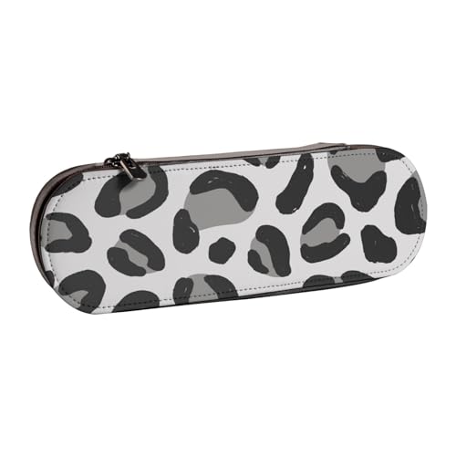 LfearTesa Hartschalen-Federmäppchen, Schreibwaren-Organizer, Leder-Federmäppchen und Make-up-Tasche, Schneeleopardenmuster von LfearTesa