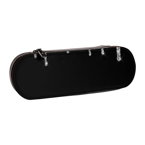 LfearTesa Hartschalen-Federmäppchen, Schreibwaren-Organizer, Leder-Federmäppchen und Make-up-Tasche, Silber-Glitzer-Tropfen, funkelnd, Schwarz von LfearTesa