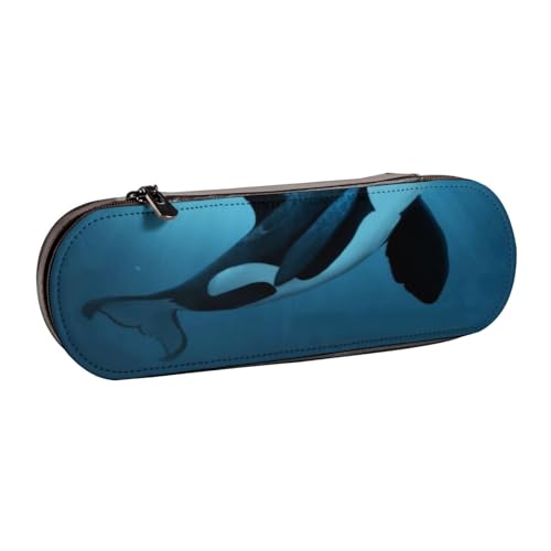 LfearTesa Hartschalen-Federmäppchen, Schreibwaren-Organizer, Leder-Federmäppchen und Make-up-Tasche, The Dreamer Orca von LfearTesa