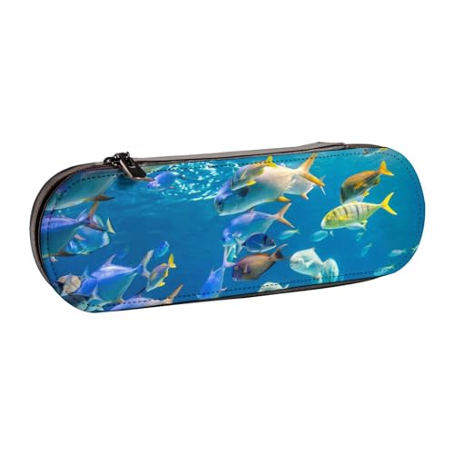 LfearTesa Hartschalen-Federmäppchen, Schreibwaren-Organizer, Leder-Federmäppchen und Make-up-Tasche, Unterwasser-Tropenfisch von LfearTesa