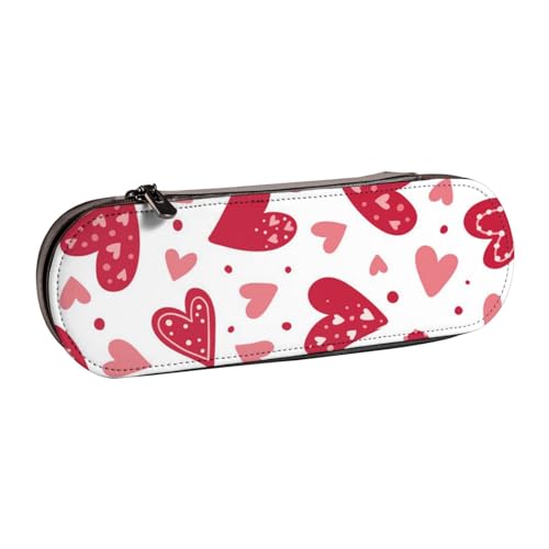 LfearTesa Hartschalen-Federmäppchen, Schreibwaren-Organizer, Leder-Federmäppchen und Make-up-Tasche, Valentinstag-Herzmuster von LfearTesa