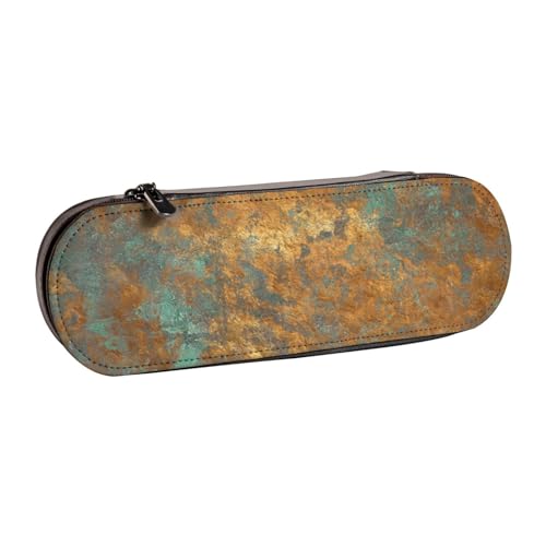 LfearTesa Hartschalen-Federmäppchen, Schreibwaren-Organizer, Leder-Federmäppchen und Make-up-Tasche, Vintage Bronze von LfearTesa