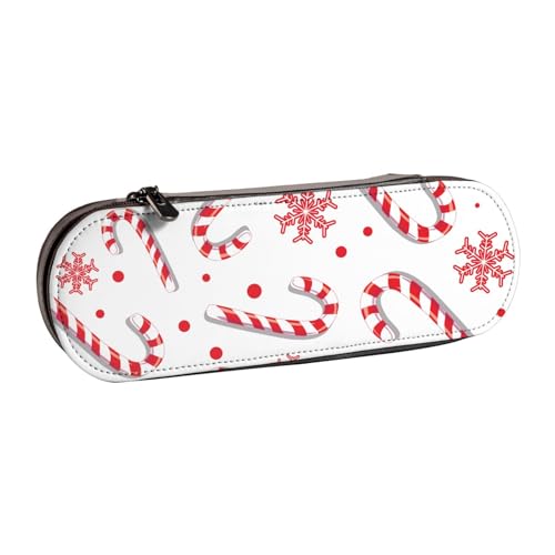 LfearTesa Hartschalen-Federmäppchen, Schreibwaren-Organizer, Leder-Federmäppchen und Make-up-Tasche, Weihnachts-Roter Zuckerstange von LfearTesa