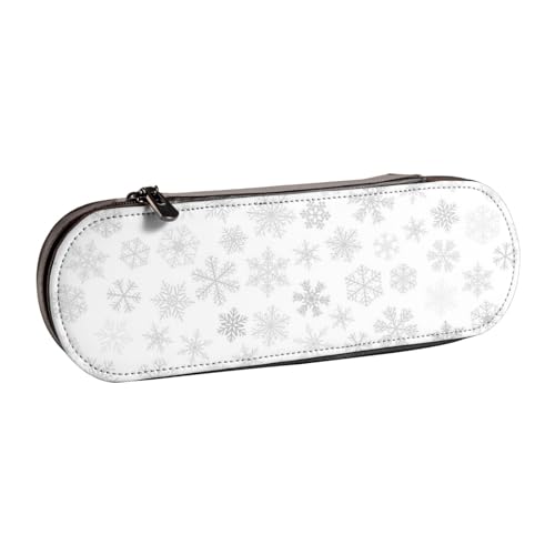 LfearTesa Hartschalen-Federmäppchen, Schreibwaren-Organizer, Leder-Federmäppchen und Make-up-Tasche, Weihnachts-Schneeflocken, Winter-Schneeflocke von LfearTesa