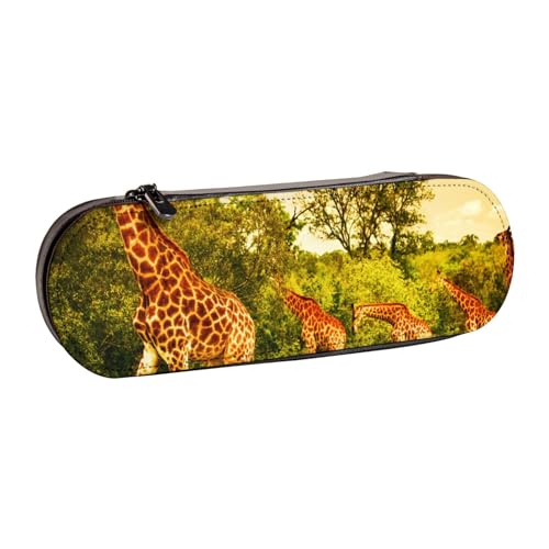 LfearTesa Hartschalen-Federmäppchen, Schreibwaren-Organizer, Leder-Federmäppchen und Make-up-Tasche, Wilde Giraffe von LfearTesa