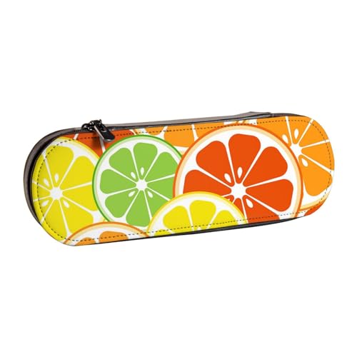 LfearTesa Hartschalen-Federmäppchen, Schreibwaren-Organizer, Leder-Federmäppchen und Make-up-Tasche, Zitrusfrüchte von LfearTesa