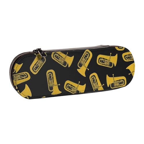 LfearTesa Hartschalen-Federmäppchen, Schreibwaren-Organizer, Leder-Federmäppchen und Make-up-Tasche, isoliertes Tuba-Musikinstrument von LfearTesa