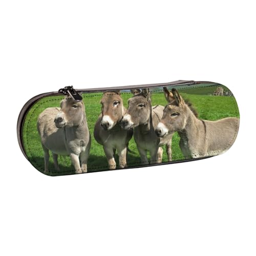 LfearTesa Hartschalen-Federmäppchen, Schreibwaren-Organizer, Leder-Federmäppchen und Make-up-Tasche, klein, Donkey Meadows von LfearTesa