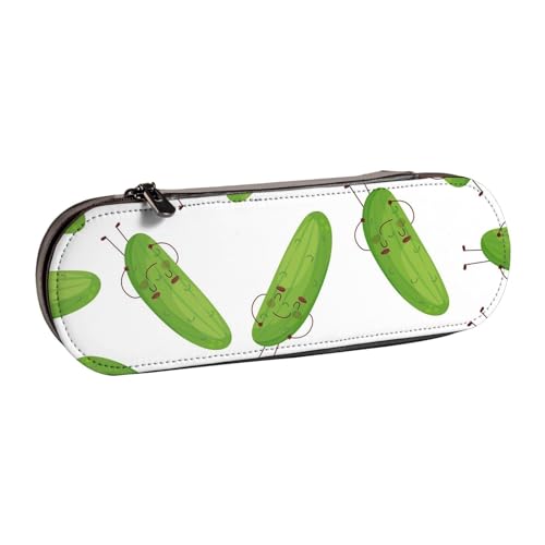 LfearTesa Hartschalen-Federmäppchen, Schreibwaren-Organizer, Leder-Federmäppchen und Make-up-Tasche, lustige Gurke von LfearTesa