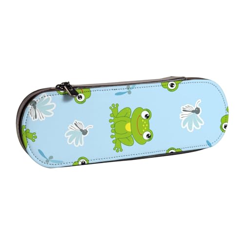 LfearTesa Hartschalen-Federmäppchen, Schreibwaren-Organizer, Leder-Federmäppchen und Make-up-Tasche, niedlicher Frosch, lustige Frösche von LfearTesa