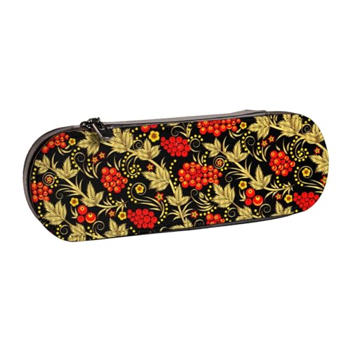 LfearTesa Hartschalen-Federmäppchen, Schreibwaren-Organizer, Leder-Federmäppchen und Make-up-Tasche, traditionelles Russisches Chochloma von LfearTesa