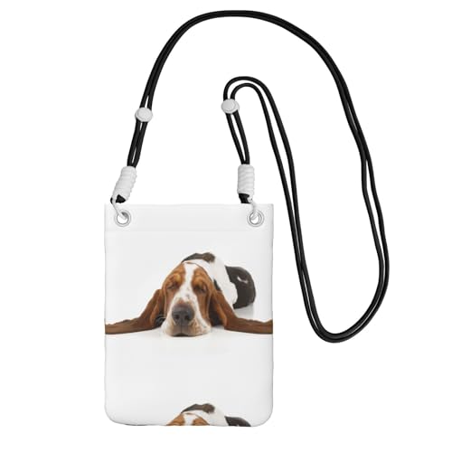 LfearTesa Kleine Umhängetasche, Handy-Geldbörse, Geldbörse, Umhängetasche, Basset Hound isoliert,Schwarz von LfearTesa
