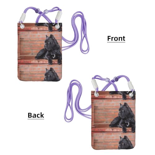 LfearTesa Kleine Umhängetasche, Handy-Geldbörse, Geldbörse, Umhängetasche, Cane Corso, große schwarze Hunde, Haustiere,Lila von LfearTesa