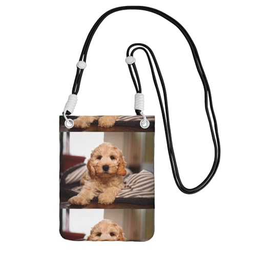 LfearTesa Kleine Umhängetasche, Handy-Geldbörse, Geldbörse, Umhängetasche, Cockapoo, Beige, lockige Hunde, Haustiere, Hunde,Schwarz von LfearTesa
