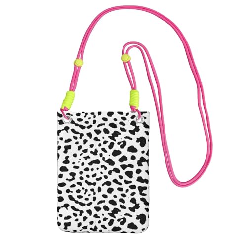 LfearTesa Kleine Umhängetasche, Handy-Geldbörse, Geldbörse, Umhängetasche, Dalmatiner-Aufdruck, schwarzer Punkt,Fuchsia von LfearTesa
